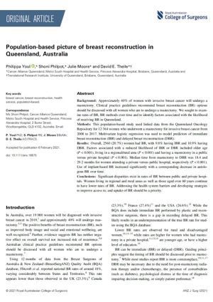 Population based picture of breast reconstruction in Queensland Australia