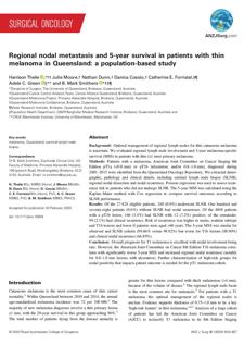 Regional nodal metastasis and 5-year survival in patients with thin melanoma in Queensland: a population-based study