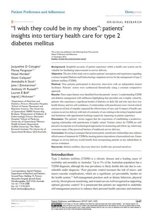 I wish they could be in my shoes”: patients’ insights into tertiary health care for type 2 diabetes mellitus