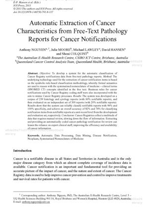 Automatic extraction of cancer characteristics from free text pathology
