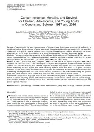 Cancer Incidence, Mortality, and Survival for Children, Adolescents, and Young Adults in Queensland Between 1987 and 2016