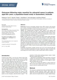 Outcomes following major resection for colorectal cancer in patients aged 65 plus years a population-based study in Queensland, Australia